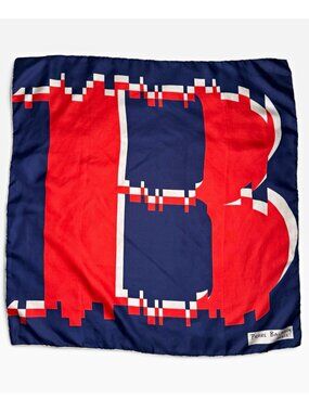 Pierre Balmain Paris Blue Red White Geometric Logo 30” Square Scarf